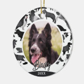 Border Collie Pattern Dog Name Foto Weihnachten Keramik Ornament (Links)