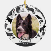 Border Collie Pattern Dog Name Foto Weihnachten Keramik Ornament (Hinten)