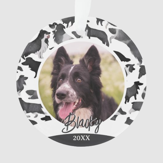 Border Collie Pattern Dog Name Foto Weihnachten Ornament (Vorderseite)