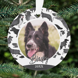 Border Collie Pattern Dog Name Foto Weihnachten Ornament
