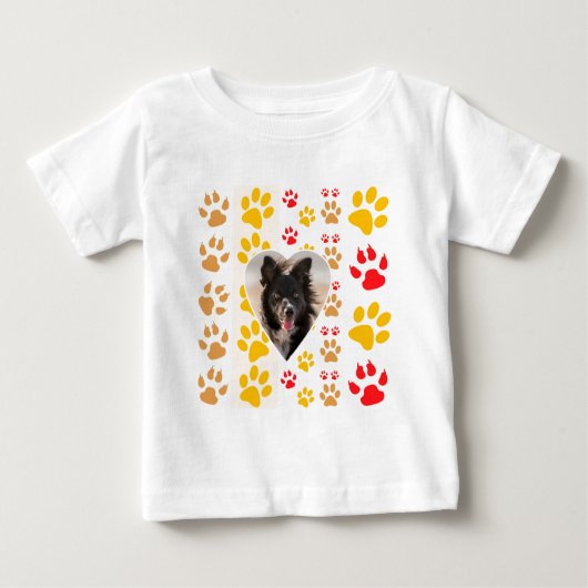 Border Collie Paw Print Liebe Herz Baby T-shirt (Vorderseite)