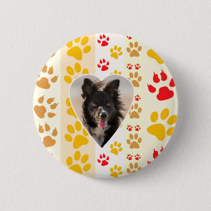 Border Collie Paw Print Liebe Herz Button