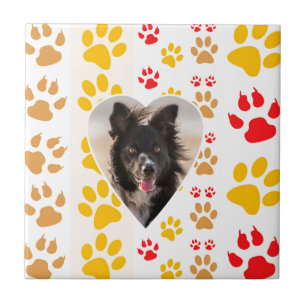 Border Collie Paw Print Liebe Herz Fliese
