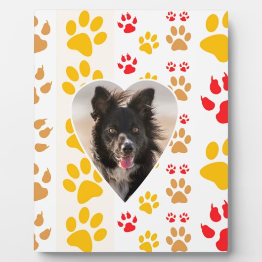 Border Collie Paw Print Liebe Herz Fotoplatte (Vorderseite)