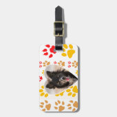 Border Collie Paw Print Liebe Herz Gepäckanhänger (Vorderseite vertikal)