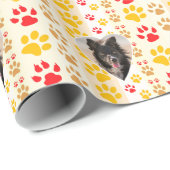 Border Collie Paw Print Liebe Herz Geschenkpapier (Rolleneckpunkt)