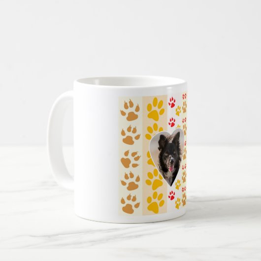 Border Collie Paw Print Liebe Herz Kaffeetasse (Vorderseite Links)