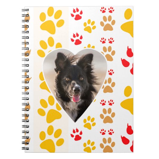 Border Collie Paw Print Liebe Herz Notizblock (Vorderseite)