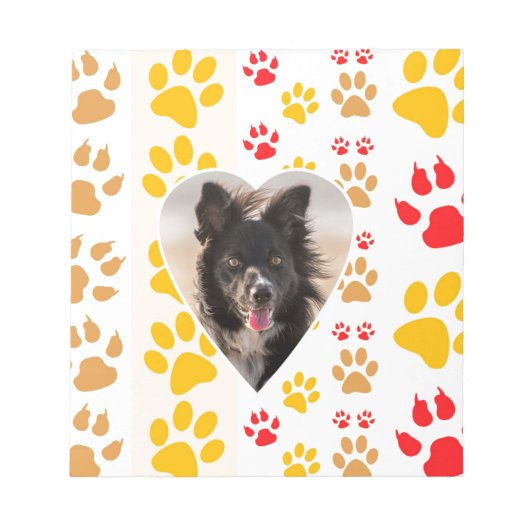 Border Collie Paw Print Liebe Herz Notizblock (Vorderseite)