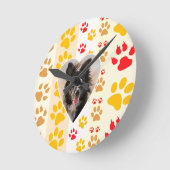 Border Collie Paw Print Liebe Herz Runde Wanduhr (Winkel)