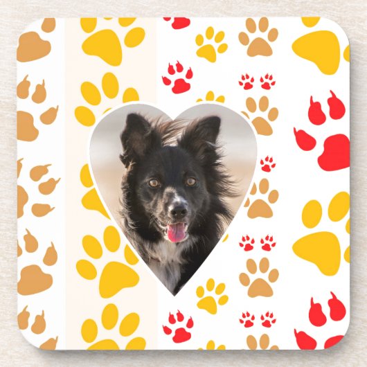 Border Collie Paw Print Liebe Herz Untersetzer (Vorderseite)