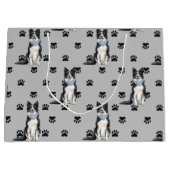 Border Collie Paw Print Pattern Große Geschenktüte (Vorderseite)