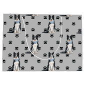 Border Collie Paw Print Pattern Große Geschenktüte (Rückseite)