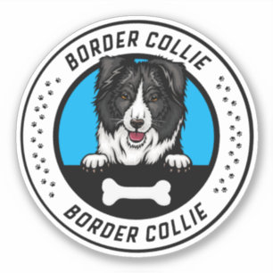 Border Collie Peeking Illustration Abzeichen Aufkleber