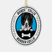 Border Collie Peeking Illustration Abzeichen Keramik Ornament (Rechts)