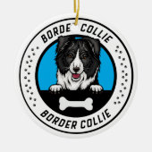Border Collie Peeking Illustration Abzeichen Keramik Ornament (Vorne)