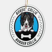 Border Collie Peeking Illustration Abzeichen Keramik Ornament (Links)