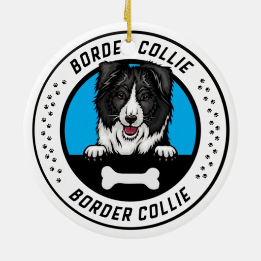 Border Collie Peeking Illustration Abzeichen Keramik Ornament (Hinten)