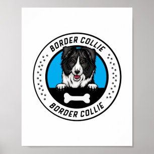 Border Collie Peeking Illustration Abzeichen Poster
