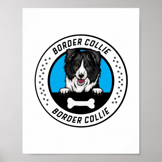 Border Collie Peeking Illustration Abzeichen Poster (Vorne)