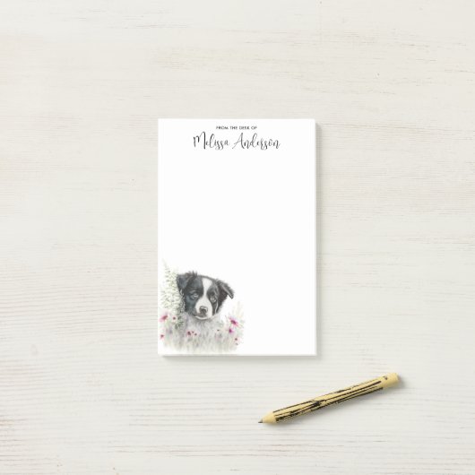 Border Collie Personalisiert Dog Lover Niedlich Pu Post-it Klebezettel (Auf Schreibtisch)
