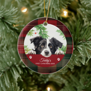 Border Collie Personalisiert First Christmas Keramik Ornament