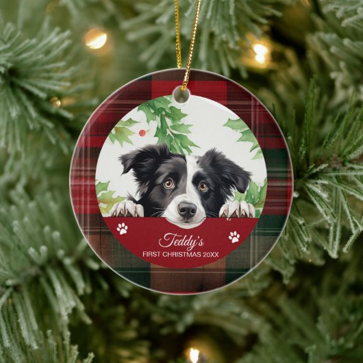 Border Collie Personalisiert First Christmas Keramik Ornament (Baum)