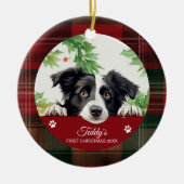 Border Collie Personalisiert First Christmas Keramik Ornament (Vorne)