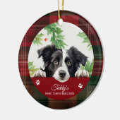 Border Collie Personalisiert First Christmas Keramik Ornament (Links)