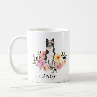 Border Collie Personalisiert Floral Coffee Tasse