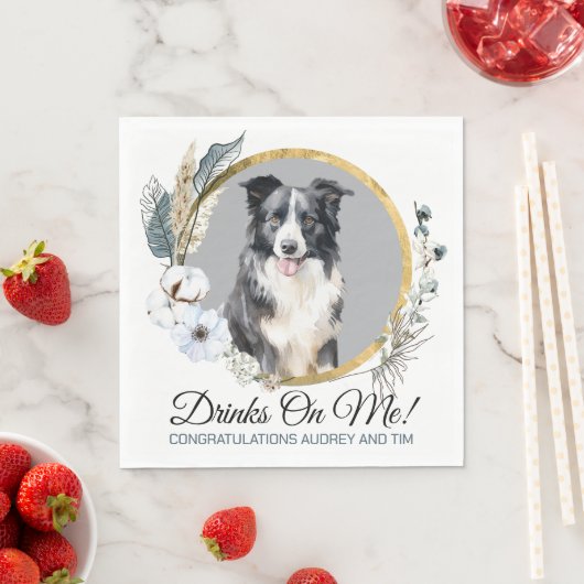 Border Collie Pet Wedkins mit Hunden Foto Serviette (Beispiel)