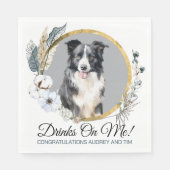 Border Collie Pet Wedkins mit Hunden Foto Serviette (Vorderseite)