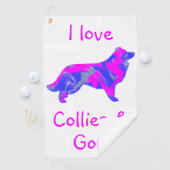 Border Collie Pink Silhouette Monogramm Golfhandtuch (Insitu)