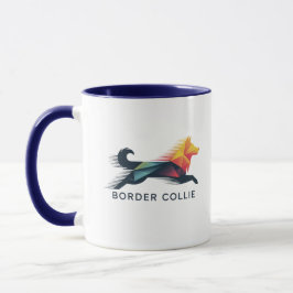 Border collie poligonal en amarillo y azul tasse
