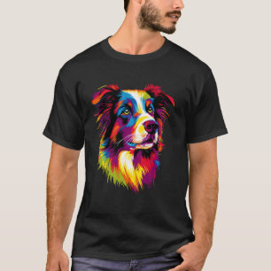 Border Collie Pop Art Regenbogenfarben Bunte Bord T-Shirt