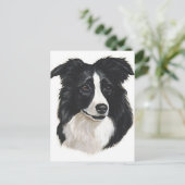 Border Collie Portrait Postkarte (Stehend Vorderseite)