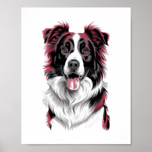 Border Collie-Porträt in lebendiger Detailansicht Poster