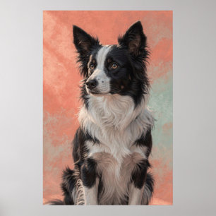 Border Collie-Porträt mit aufmerksamem Blick Poster