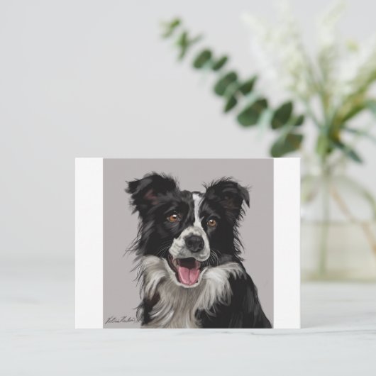 Border Collie Postkarte (Stehend Vorderseite)