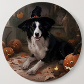 Border Collie Pumpkins Halloween Beängstigend Button (Vorderseite)