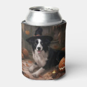 Border Collie Pumpkins Halloween Beängstigend Dosenkühler (Kanne Vorderseite)