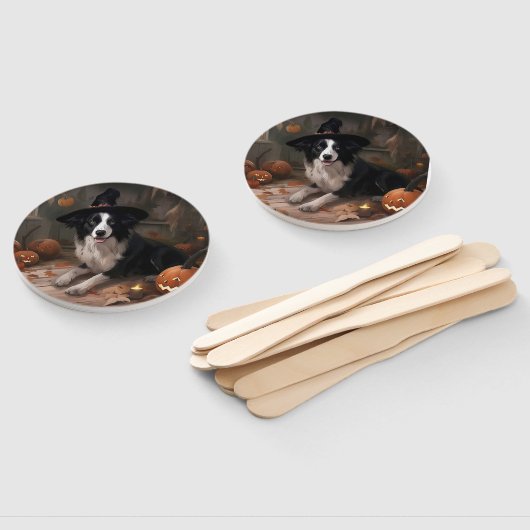 Border Collie Pumpkins Halloween Beängstigend Fächer (Non-assembled)