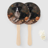 Border Collie Pumpkins Halloween Beängstigend Fächer (Vorne und Hinten)