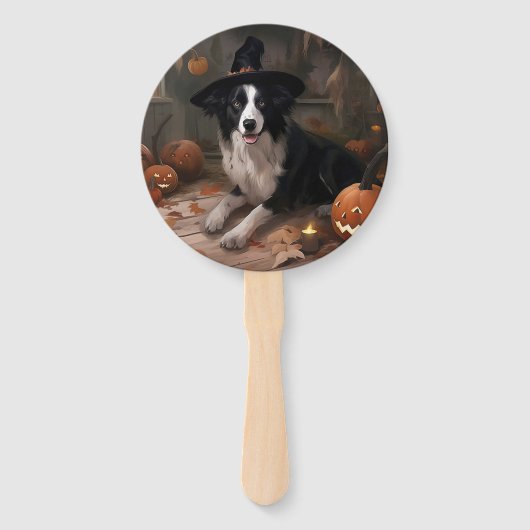 Border Collie Pumpkins Halloween Beängstigend Fächer (Vorderseite)