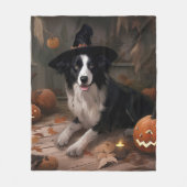Border Collie Pumpkins Halloween Beängstigend Fleecedecke (Vorderseite)