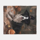 Border Collie Pumpkins Halloween Beängstigend Fleecedecke (Vorderseite (Horizontal))