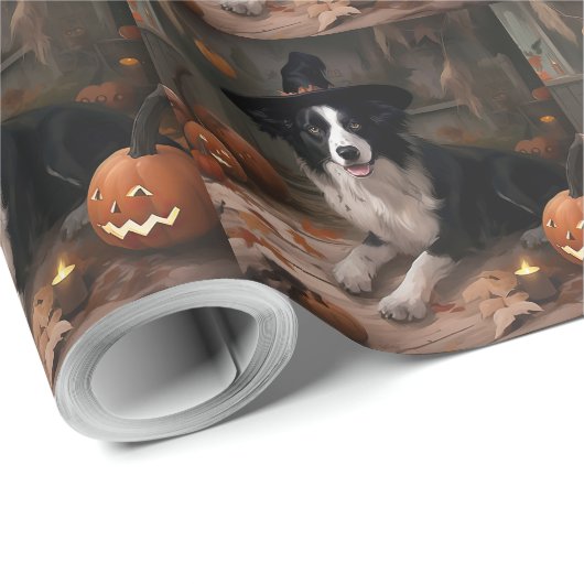 Border Collie Pumpkins Halloween Beängstigend Geschenkpapier (Rolleneckpunkt)