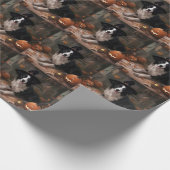 Border Collie Pumpkins Halloween Beängstigend Geschenkpapier (Ecke)