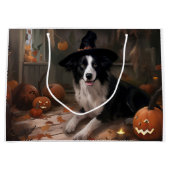 Border Collie Pumpkins Halloween Beängstigend Große Geschenktüte (Vorderseite)