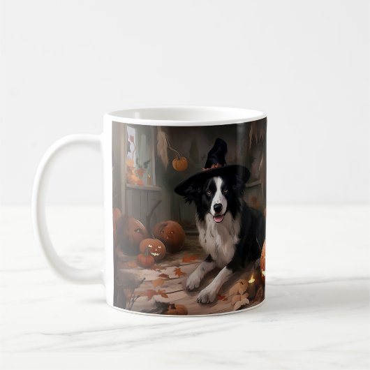 Border Collie Pumpkins Halloween Beängstigend Kaffeetasse (Links)